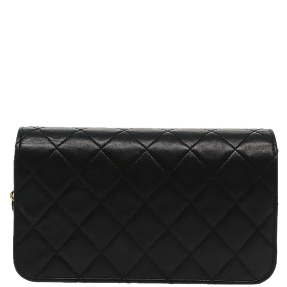 CHANEL Matelasse Chain Shoulder Bag Lamb Skin Black Gold CC Auth 95535 - Picture 3 of 16